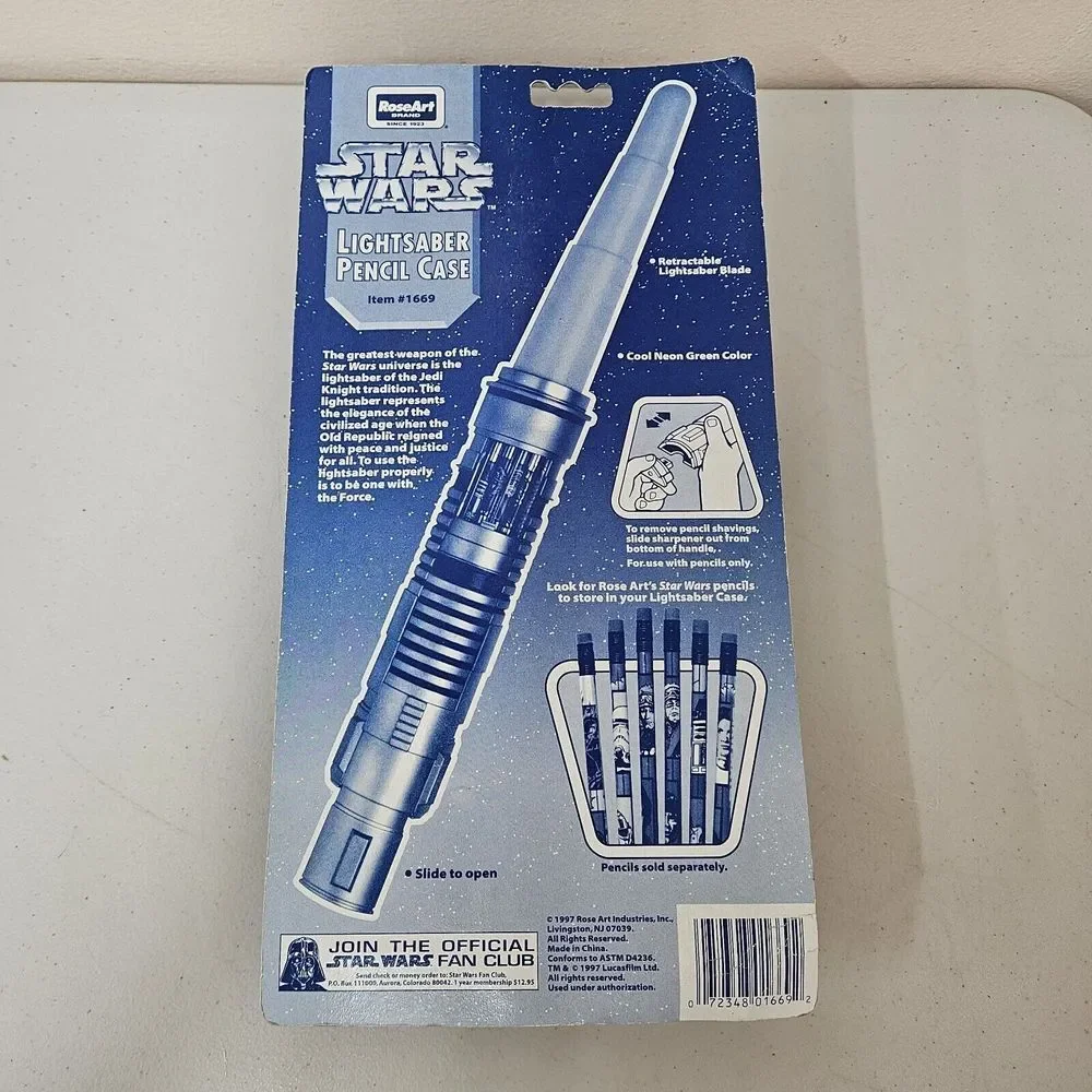 Vtg 1997‎ Star Wars Luke Skywalker Green Lightsaber Pencil Case Novelty School